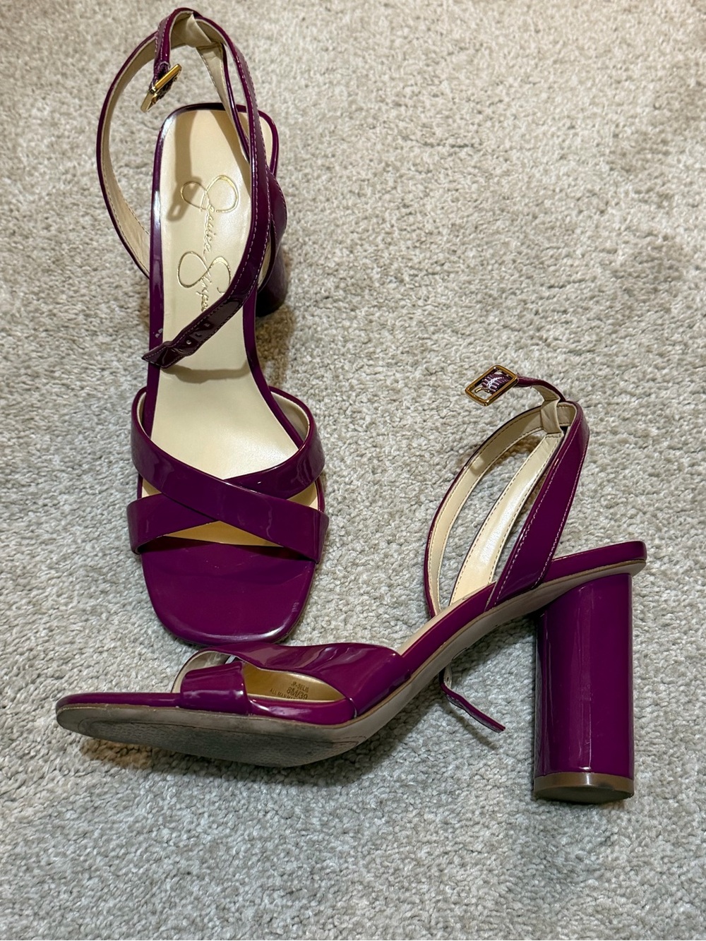Jessica Simpson Plum Patent Strappy High Heel Sandals - Picture 2 of 4